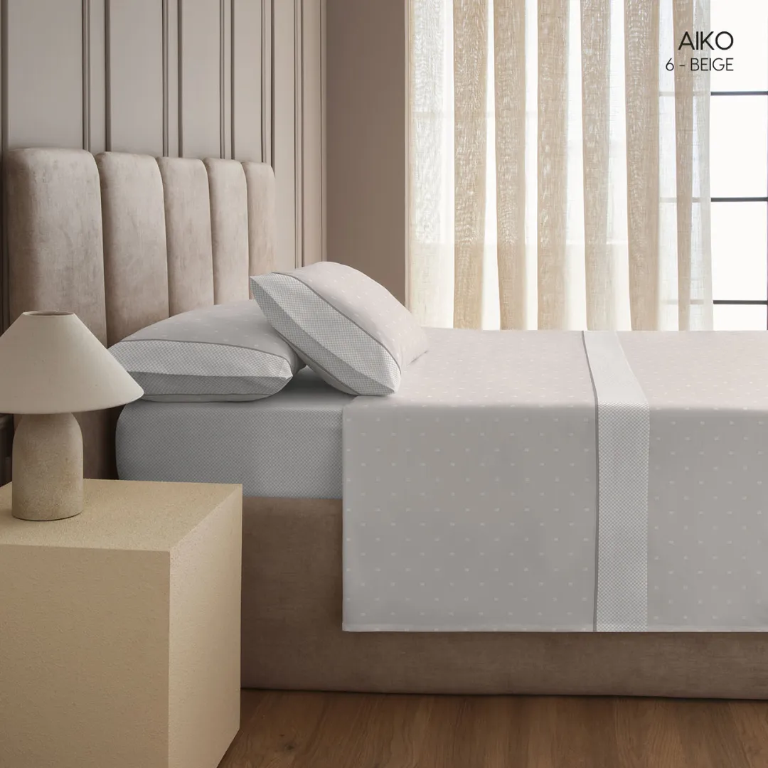 Juego de Sábanas Aiko Beige 150 Hilos