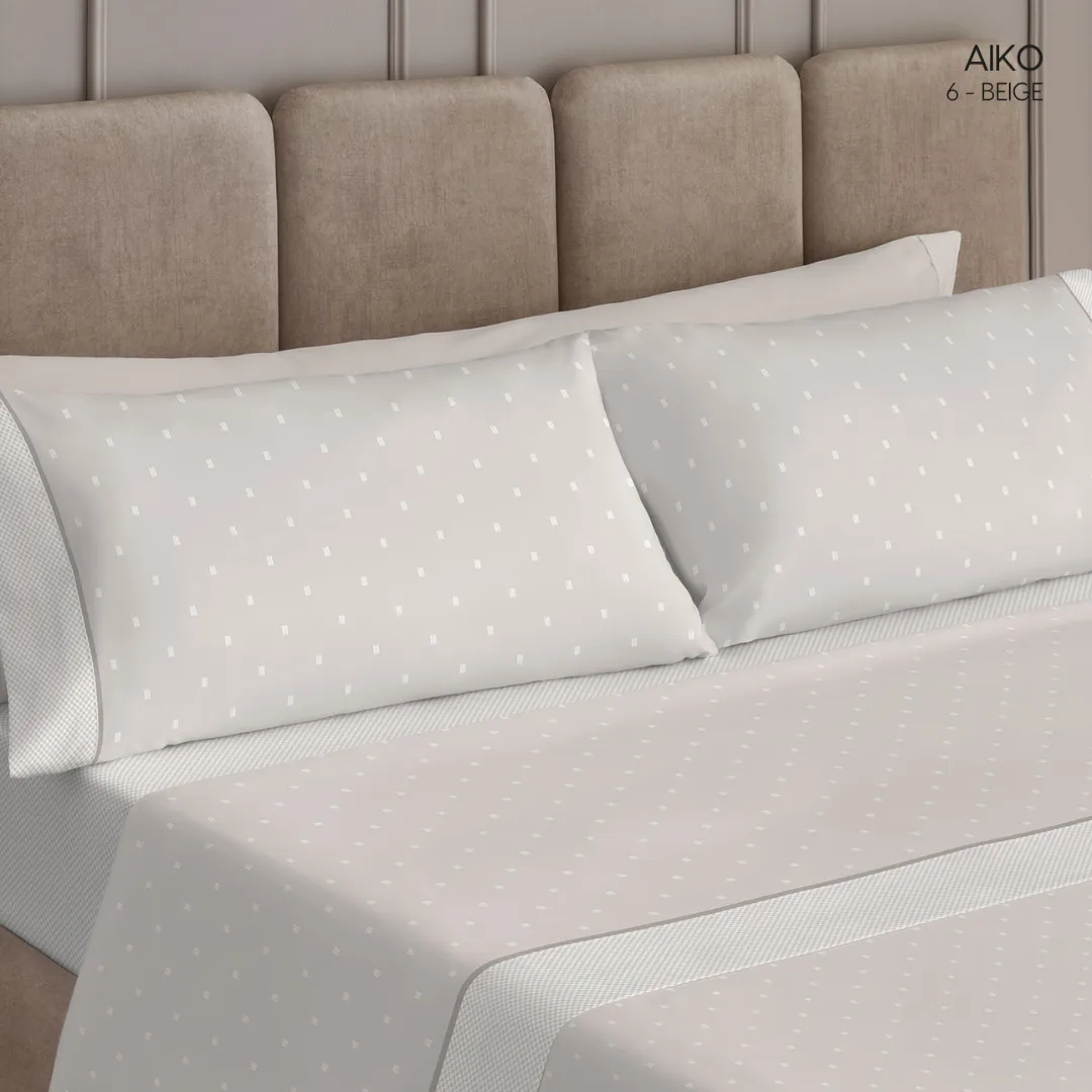 Sabanas Estampadas Aiko Beige 100% algodón