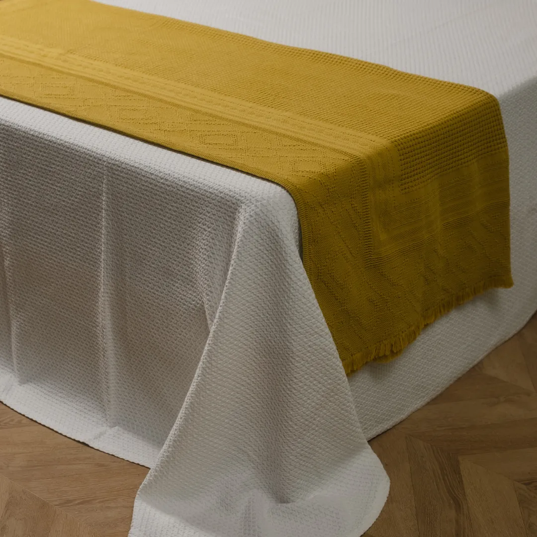 Plaid de algodón mostaza