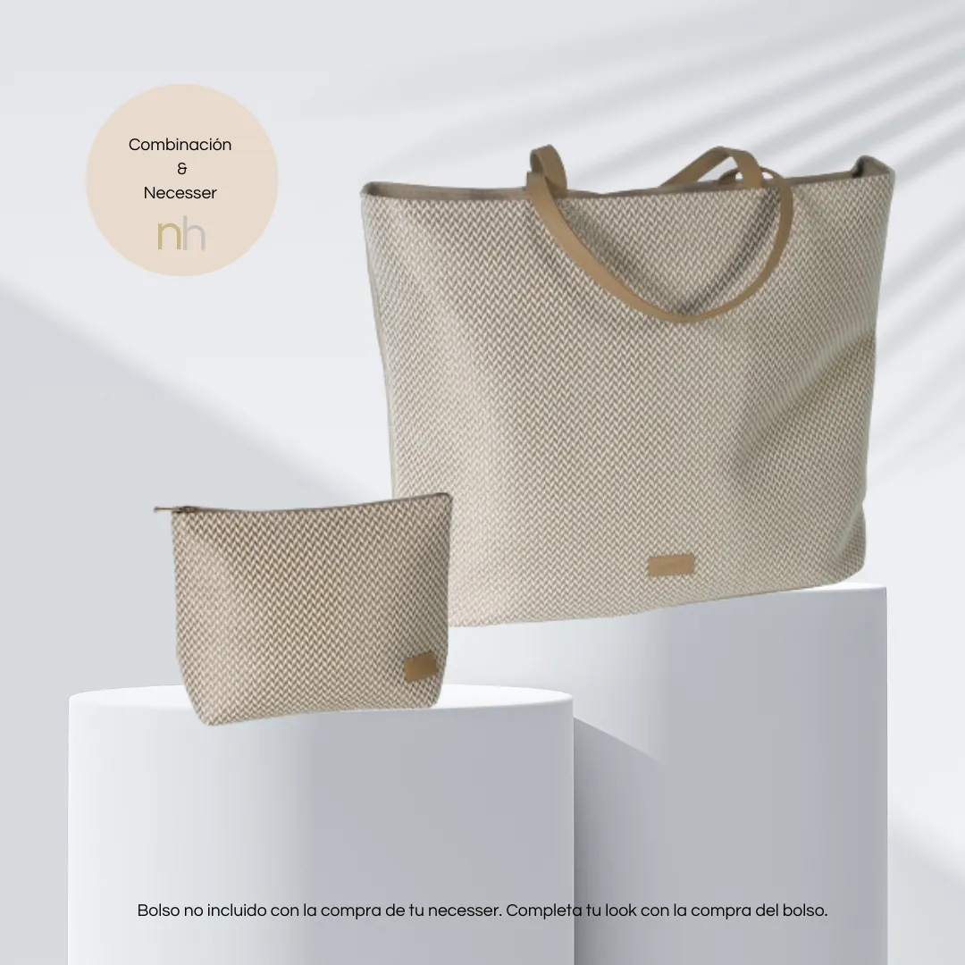 Bolso espiga bordada y neceser espiga