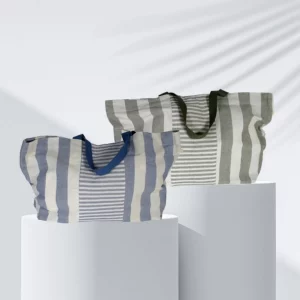 Bolso Rectangular de Lino a Rayas
