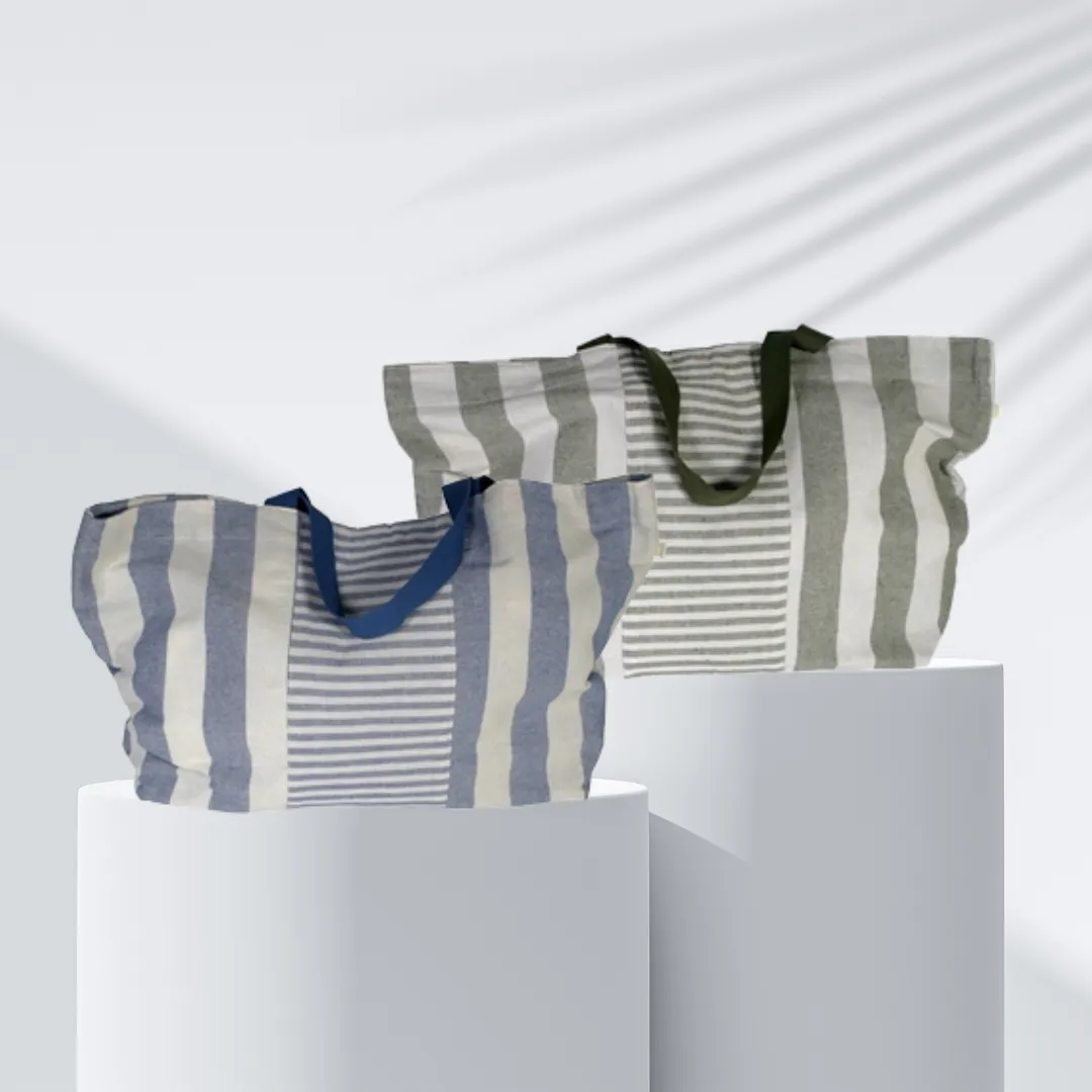 Bolso Rectangular de Lino a Rayas