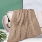 Plaid 100% poliester beige