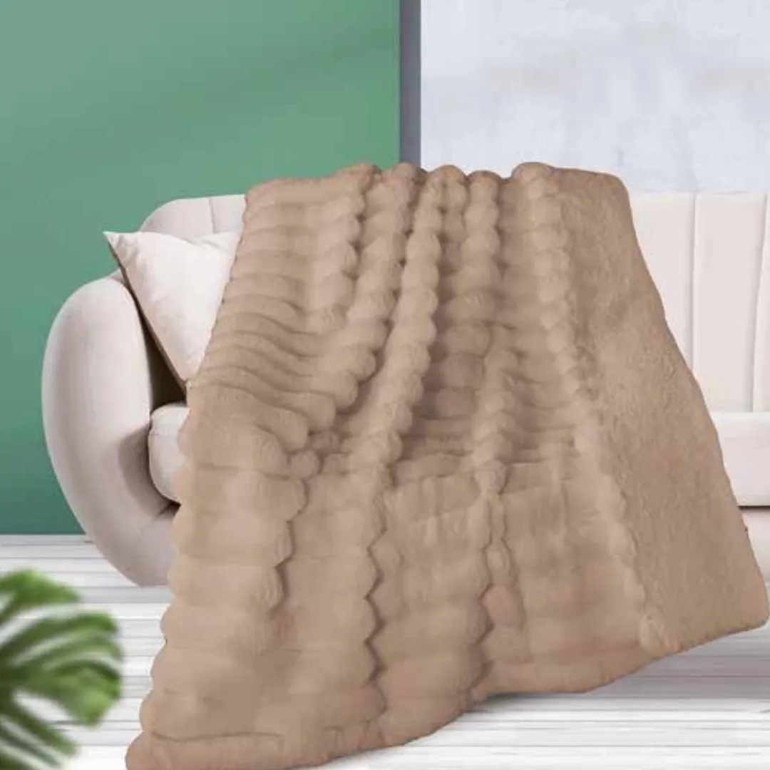 Plaid 100% poliester beige